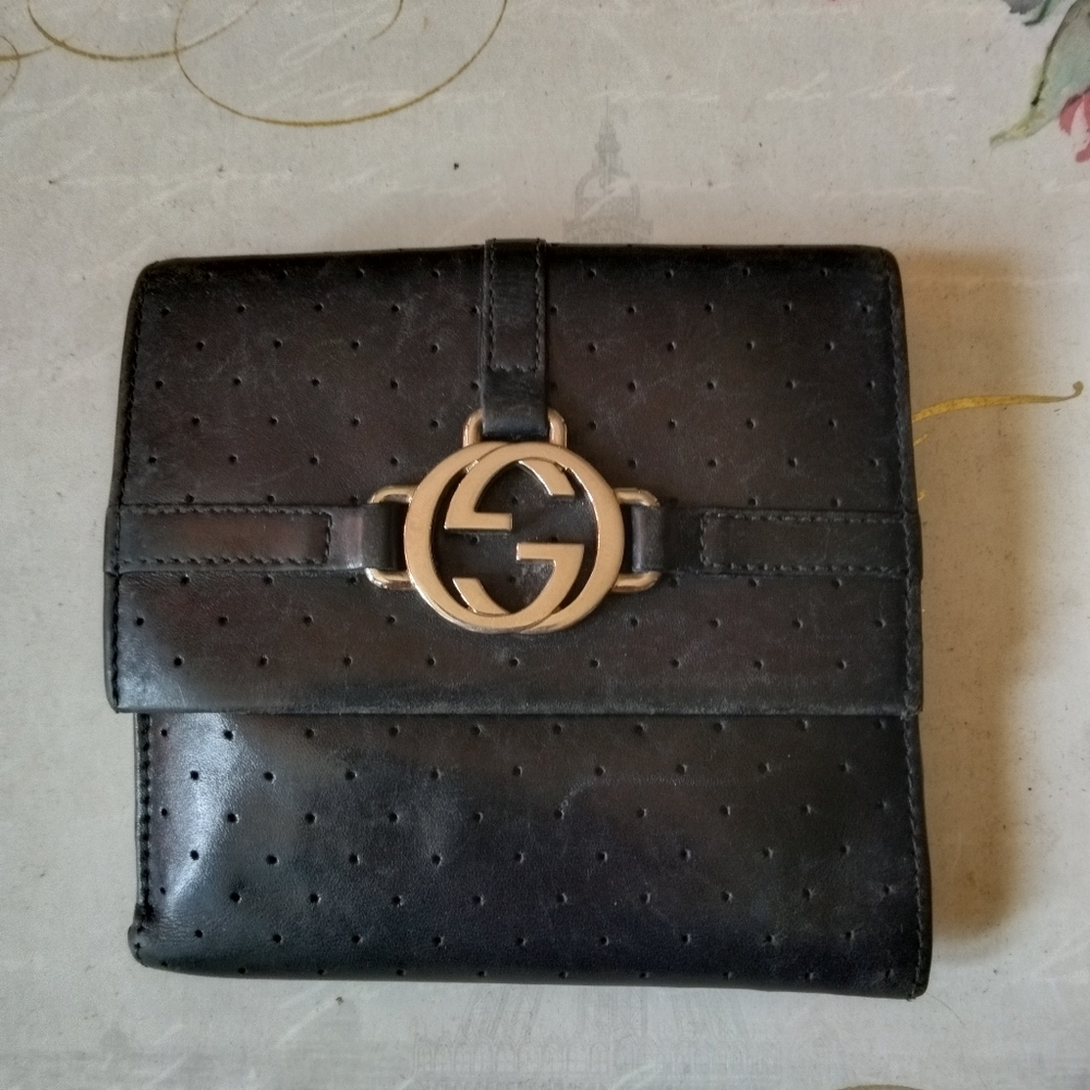 Men's double folded leather wallet